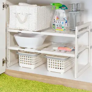 Kitchen Storage Organizer Under Sink Cabinet Pot Storage Kitchen Rack Made in Japan