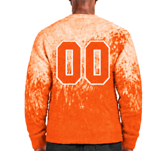 Pull en maille dégradé orange vif et blanc pour homme, col rond, manches longues, personnalisé, style streetwear décontracté, mode hiver - Product Image 2