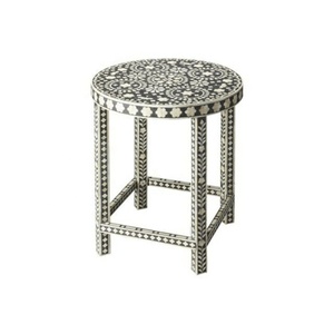 Mesa Auxiliar de Madera de Alta Calidad con Diseño Moderno y Elegante, con Incrustaciones de Hueso y Resina, Tamaño 14 x 18 Pulgadas, para Sala de Estar - Product Image 1