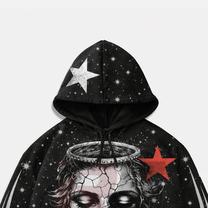 unisex screen printed hoodie with luxury rhinestone embellishment and soft fleece lining for fashion <b>apparel</b> collections - Product Image 2