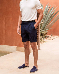 Shorts pour hommes respirants, écologiques, formels, décontractés, de couleur unie, style jogger, boutonnés, plissés, streetwear, grandes tailles - Product Image 1