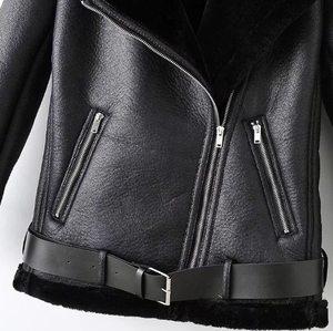 <b>Women</b> Genuine Leather Eco-Friendly <b>Vintage</b> Bomber <b>Jacket</b> with Fur Trim Zipper Closure Winter Wear Moto Biker Style - Product Image 6