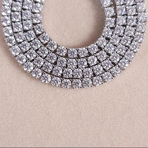 Women's Rhodium Plated Cubic Zirconia Necklace Round Brilliant Prong Setting Classic Chain Wedding Jewelry - Product Image 4
