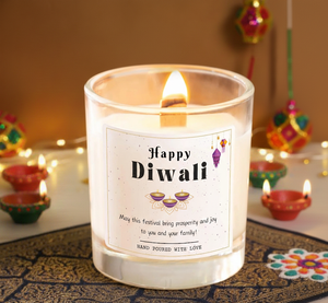 Bougie en verre de soja de qualité supérieure Happy Diwali, faite à la main, écologique, parfumée, décoration festive pour la maison, cadeau - Product Image 3