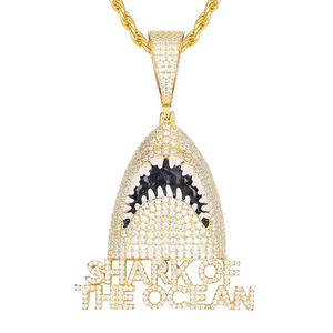 Collar con colgante de tiburón de moissanita y plata de ley S925, estilo Bling Ice Out, para hombre, joyería de lujo para raperos, estilo hip hop. - Product Image 4