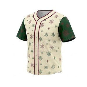 Maillot de baseball de Noël à boutons, design sportif avec détails décoratifs hivernaux et mouvements fluides pour activités d'équipe - Product Image 4