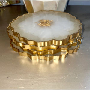 Jewel Acrylic Classic Coasters Gold Accents 3D Hand-painted Customizable Eco-Friendly Custom Engraved for Home & Restaurant Use - Product Image 3