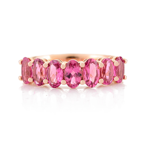 14K Gold Modernist Vivid Red Ruby Cluster Band Ring - Product Image 2