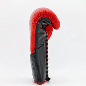 Gants de boxe personnalisés rouge et noir de qualité supérieure 100% cuir véritable No Boxing No Life à lacets - Product Image 5