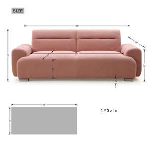 Acogedor Sofá Cama Convertible de 3 Plazas en Tela Teddy con Patas de Metal - Product Image 3