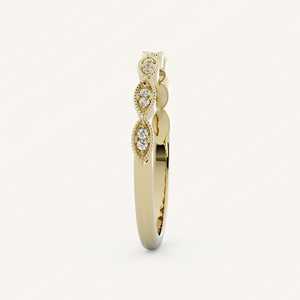 Bague demi-éternité empilable classique avec diamant de laboratoire rond serti clos, minimaliste, de luxe, pour mariage, bande de 1,5 mm, or massif 14 carats, vente en gros - Product Image 4