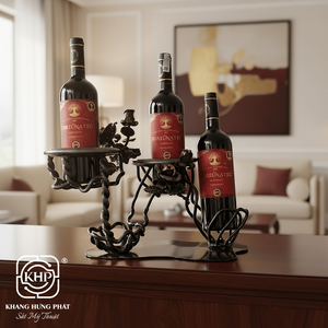 Wrought Iron Three Pillar <b>Wine</b> <b>Rack</b> Decor Art Sculpture Handmade Forged Metal Home Decor Customizable Wedding Birthday Durable - Product Image 2