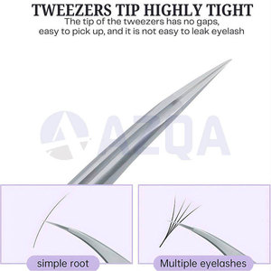 Pince à épiler incurvée en acier inoxydable avec pointes fines et poignée ergonomique pour l'application et le coiffage des cils - Product Image 4