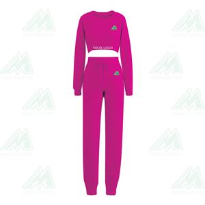 Chándal personalizado de manga larga para mujer, conjuntos de pantalones y suéter. - Product Image 4