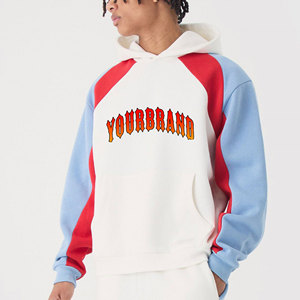 Sweat à capuche unisexe en coton de haute qualité avec broderie de logo personnalisé, coupe ample, blocs de couleur, panneaux ondulés et patchwork, style décontracté - Product Image 1