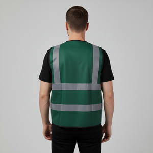 Gilet de sécurité réfléchissant en maille orange fluorescente haute visibilité, logo personnalisable, certifié ANSI Classe 2 EN ISO 20471, étanche, avec éclairage LED - Product Image 3