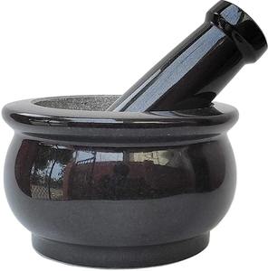 Mortero y pilón de mármol negro clásico, hecho a mano, pulido, herramienta de cocina duradera, ideal para hoteles y cocina profesional. - Product Image 4