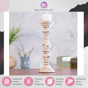 ที่ตั้งเทียนแบบเสาศิลปะทำจากไม้มะม่วงโบราณที่วางเทียนสำหรับตกแต่งบ้าน - Product Image 3