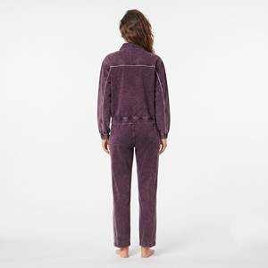 Conjunto Deportivo Casual Personalizado para Mujer, Corte Regular, Lavado Ácido, Color Sólido, Chaqueta con Cremallera Completa y Ribete en Contraste - Product Image 2