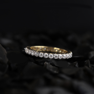 Round Cut Lab Grown Diamond Full Eternity <b>Wedding</b> Band Solid 10K 14K 18K Gold Shared Prong Stackable Anniversary Ring Wholesale - Product Image 1