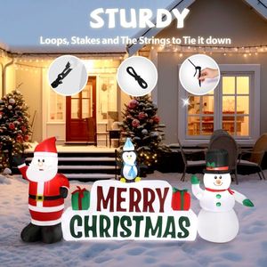9.8 FT Lighted Christmas Inflatable Santa Claus & Snowman Funny Blow Outdoor Holiday Yard Decorations Merry Christmas Sign - Product Image 5