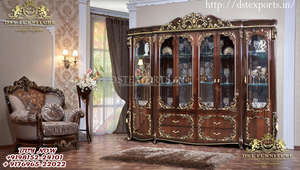 Buy Wholesale Hand Carved <b>China</b> <b>Cabinet</b> for Dining Room European Designer Curio for Dining Room Romanian Gold <b>Display</b> <b>Cabinet</b> UK - Product Image 5
