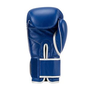High Quality Blue White Boxing Gloves Professional Training Sparring Lace-Up Reinforced Double Stitching Attached Safety Thumb - Product Image 2