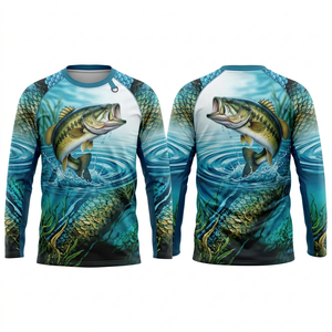Chemise de pêche pour homme à manches longues, séchage rapide, UPF 50, impression par sublimation, motif poisson bleu, pull-over - Product Image 5