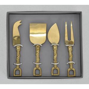 Juego de Cuchillos para Queso Dorados de Acero Inoxidable, Set de Cubiertos para Servir Queso con Asas de Estribo de Caballo, Caja de Regalo de Lujo, Logotipo Personalizado, ¡Venta Caliente! - Product Image 5