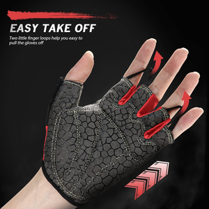 Gants de cyclisme mi-doigts de haute qualité fabriqués au Pakistan, design personnalisé, antidérapants, avec sangle de poignet réglable, imprimé élégant pour l'été - Product Image 4
