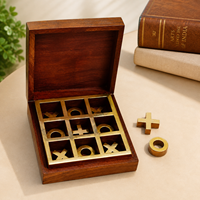 Boîte de jeu Tic Tac Toe artisanale en bois de rose indien |   Jeu de société en bois Tic-Tac-Toe, coffret cadeau d'anniversaire, décoration d'intérieur, divertissement de table