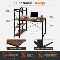 Bureau d'ordinateur avec étagère intégrée à quatre niveaux, structure à croisillons, OEM ODM, pour la maison, le bureau, l'étude, poste de travail