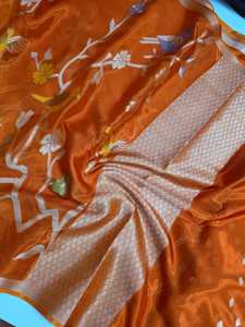 Sari de Seda Brocada Tejida a Mano de Primera Calidad, Tradicional, Pura, Banarasi Kanchipuram, Hecho a Mano, Vintage, Lehenga Choli Nupcial de Invierno - Product Image 2
