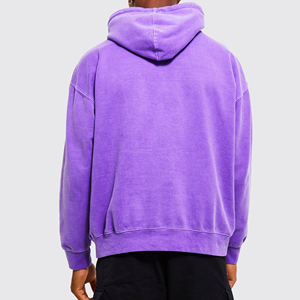 Sudaderas con Capucha para Hombre, Color Morado, 100% Algodón, Felpa Ecológica, para Entrenamiento, Casual, Invierno, Lavado Ácido, con Logotipo Personalizado - Product Image 2