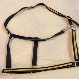 Licol de cheval en Nylon noir réfléchissant, en nylon avec ruban réfléchissant de styliste, double couture de cheval avec matériel ajustable - Product Image 5