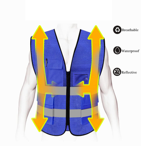Gilet de travail réfléchissant avec ajustement réglable et poches de rangement, gilet de travail haute visibilité pour les travailleurs - Product Image 5