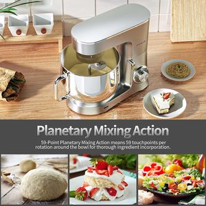 เครื่องผสมอาหารแบบตั้งโต๊ะ ความจุ 9.5 ควอร์ต เครื่องผสมอาหารไฟฟ้า 660 วัตต์ 10 ระดับความเร็ว พร้อมหัวตีแป้งแบบใช้กับเครื่องล้างจานได้, หัวตีแบบแบน, หัวตีแบบลวด และหัวตีแบบเท - Product Image 3
