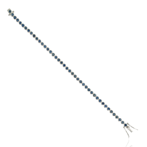 Bezel Set Solid 925 Sterling Silver Natural Blue <b>Sapphire</b> September Birthstone Minimalist <b>Tennis</b> <b>Bracelet</b> For Girls - Product Image 6