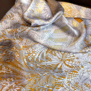 Bohemian Style Floral Print Women’s Square Silk Scarf Satin Head Wrap Tropical <b>Leaf</b> Flower Design Scarves Bandana Hijab - Product Image 3