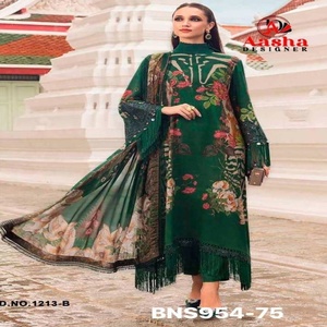 Proveedor de salwar-kameez y dupatta semisellados con estampado y bordado de algodón de calidad de exportación india, procedentes de la India. - Product Image 1