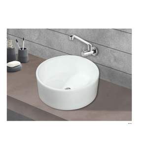 Exclusive rectangular wall hung ceramic wash basin 410x410x160mm glossy white floating bathroom sink with half pedestal - Product Image 3