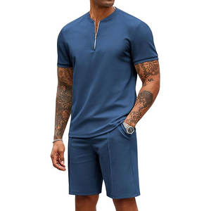 Ensemble 2 pièces thermique homme : T-shirt et short en Spandex/Coton respirant, style urbain, 200 g/m², manches courtes, décontracté été - Product Image 1