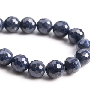 ลูกปัดไพลินสีน้ำเงินเข้มขนาด 6-7 มม. เกรดแท้ พลอยธรรมชาติทรงกลมเหลี่ยมเพชรพลอยขนาดเล็ก ลูกปัดแบบหลวมจำนวนมาก - Product Image 1