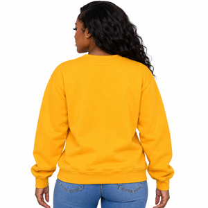 Sudadera de Cuello Redondo Amarillo Dorado Sigma Gamma Rho con Aplique de Letras Griegas Azules, Sudadera Universitaria de Manga Larga - Product Image 2