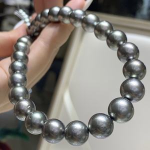 Collier de perles d'eau douce naturelles gris platine, rondes de 9 à 11 mm, presque parfaites, assorties à la mode, avec boîte cadeau - Product Image 3