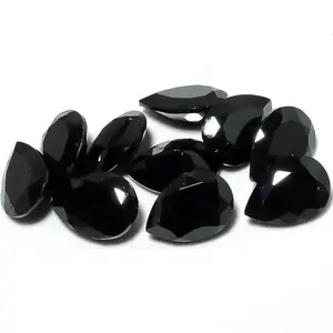 7x10mm Natural Black Spinel Faceted Pear Cut Loose Gemstone Semi Precious Stones For Jewelry Making From Manufacturer Supplier