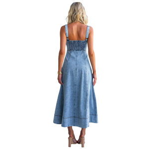 Vestido largo de mezclilla sin mangas para mujer, ropa cómoda de moda de verano - Product Image 3