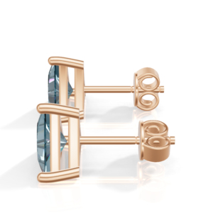 Rose Gold Plated Sterling <b>Silver</b> Trillion Cut London Topaz Prong <b>Set</b> <b>Stud</b> <b>Earrings</b> Classic Women's Jewelry Heerani Jewels Water - Product Image 4