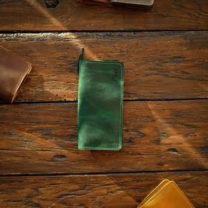 Wholesale Genuine Leather Checkbook Holder <b>Slim</b> Business Check <b>Book</b> Cover Custom Brand Cowhide Wallet LCR-0102 - Product Image 5