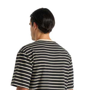 T-shirt rayé à col rond et manches courtes pour homme, coupe décontractée, rayures horizontales, décontracté, quotidien, vente en gros, personnalisé, OEM, en jersey de coton - Product Image 4